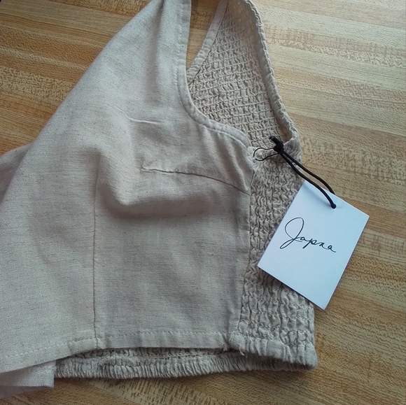 Japna One Shoulder Crop MEDIUM Beige Top NEW - Picture 10 of 13